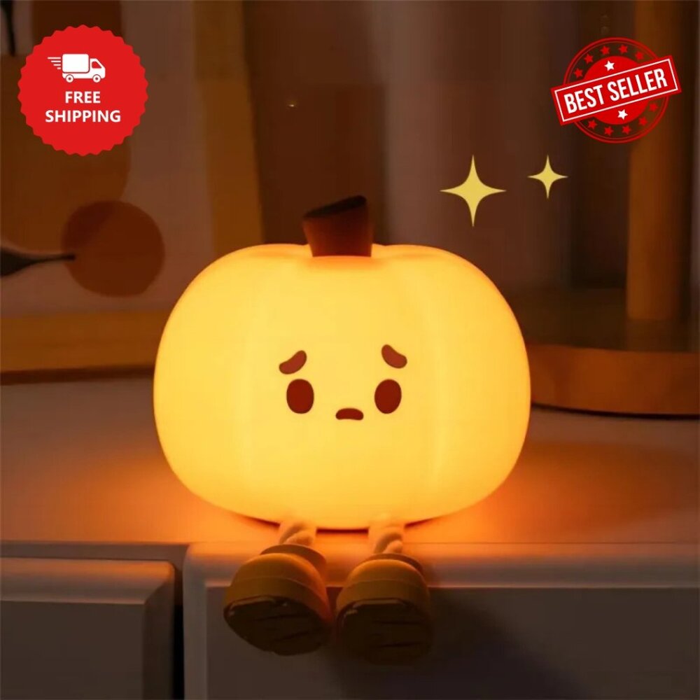 Rechargeable Halloween Pumpkin Night Light Cute Touch Dimmable Lamp